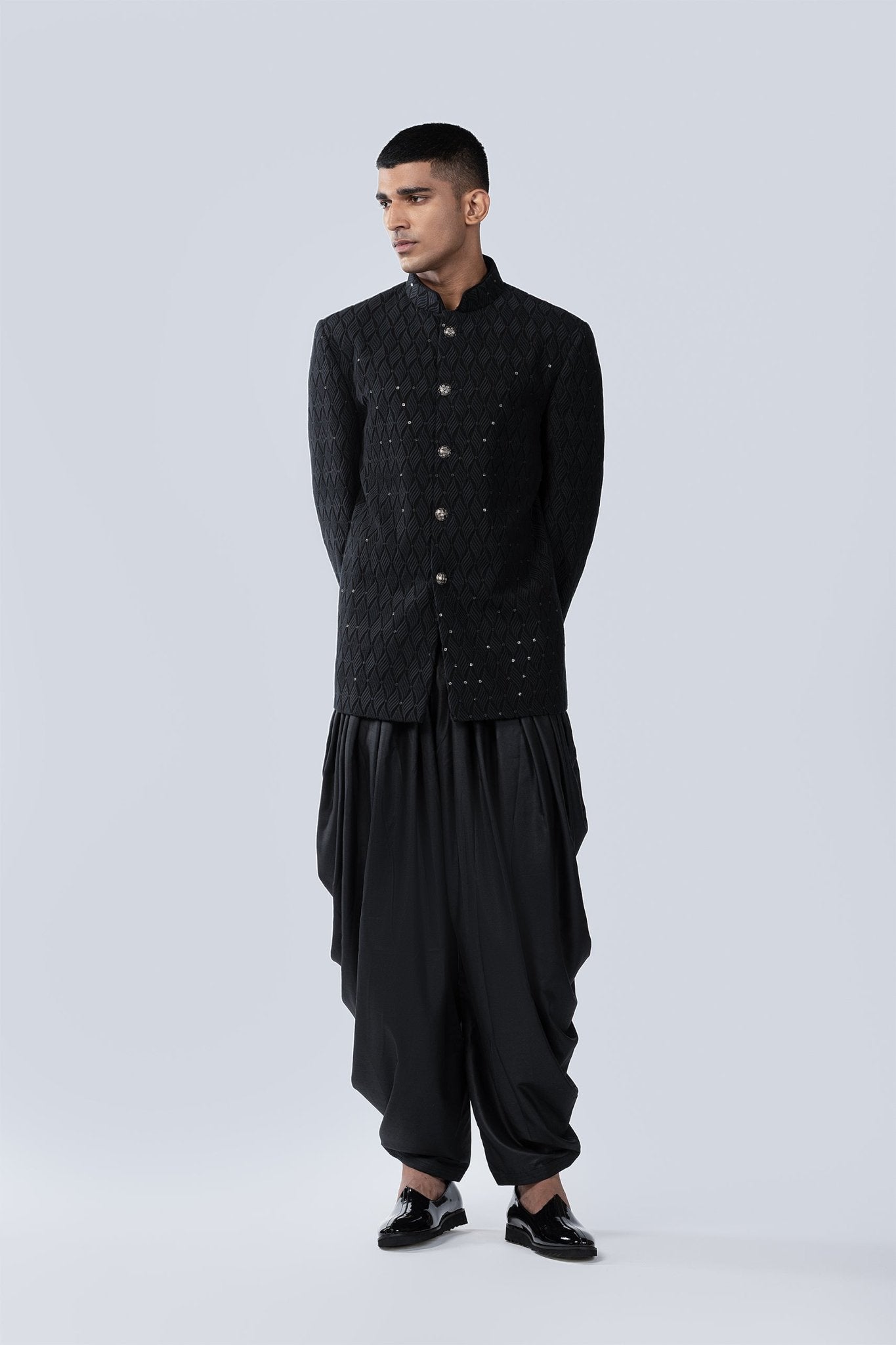 BLACK EMBROIDERED BANDGALA JACKET - Kilachand Retail Private Limited