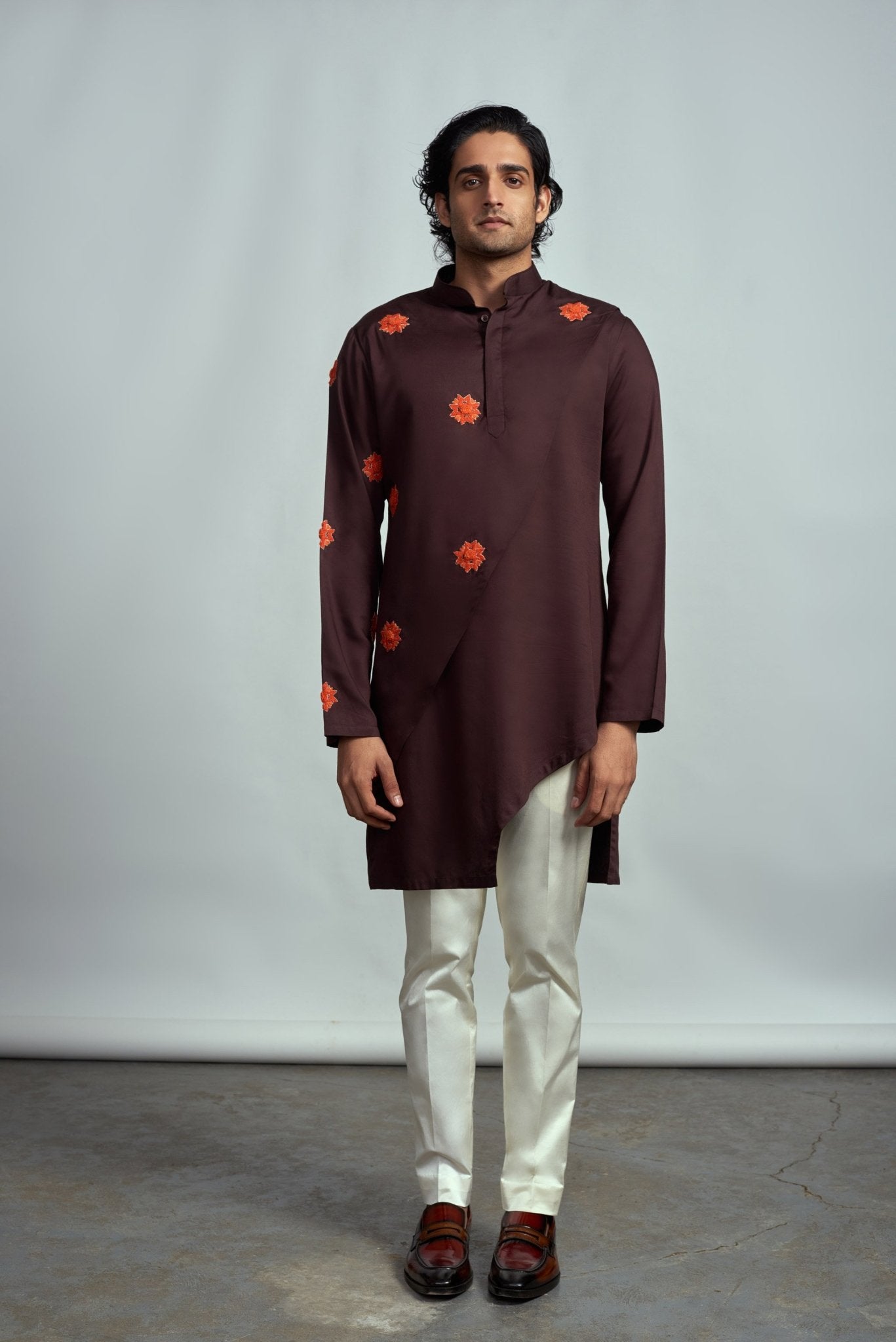 COCOA FRACTAL MOTIF EMBROIDERED KURTA - Arjun Kilachand