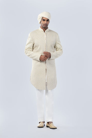 IVORY HAND EMBROIDERED SHERWANI - Kilachand Retail Private Limited