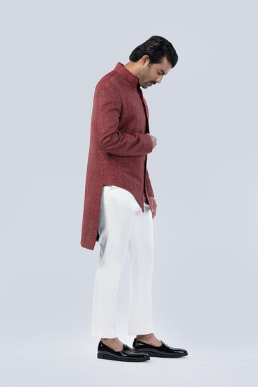 MAROON EMBROIDERED FUSION JACKET - Kilachand Retail Private Limited