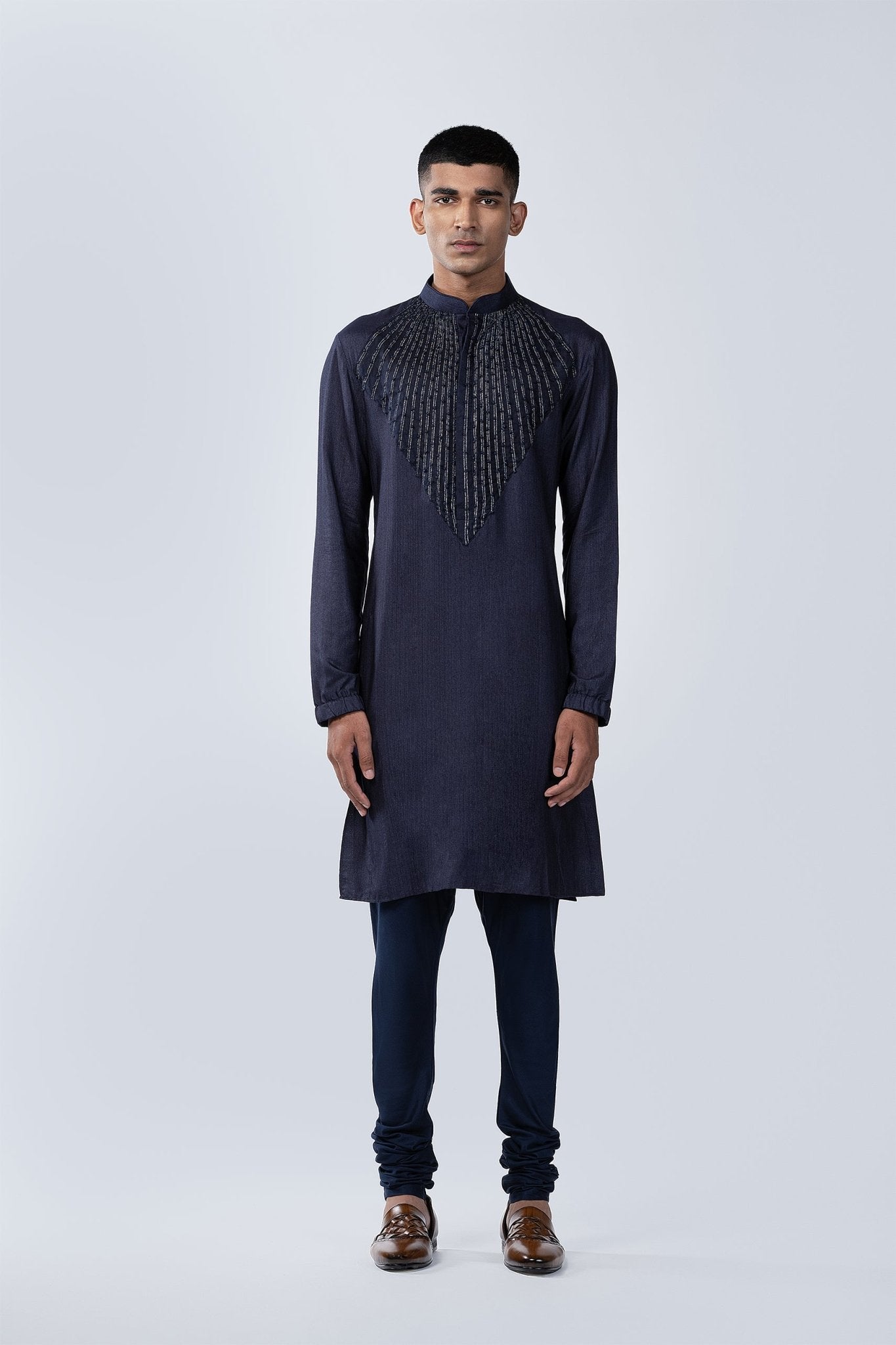 NAVY BLUE EMBROIDERED KURTA - Kilachand Retail Private Limited
